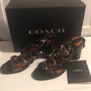 Coach Mid Heel Sandal with Coach Link